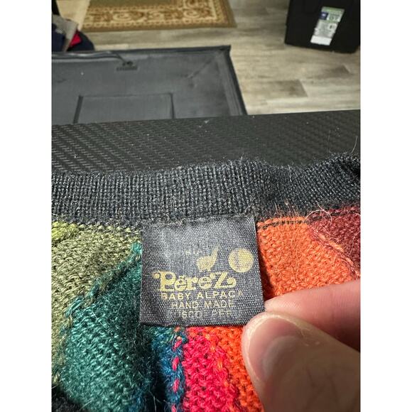 Perez Baby Alpaca Knit Cardigan Colorblock Size Large Hand Knit Colorful Artsy - Picture 3 of 11